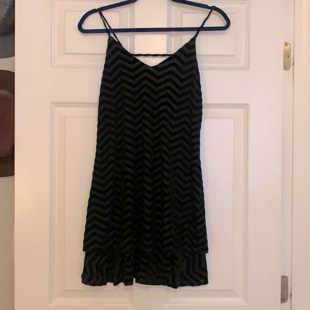 Audrey 3+1  Black Velvet Stripe Mini Dress